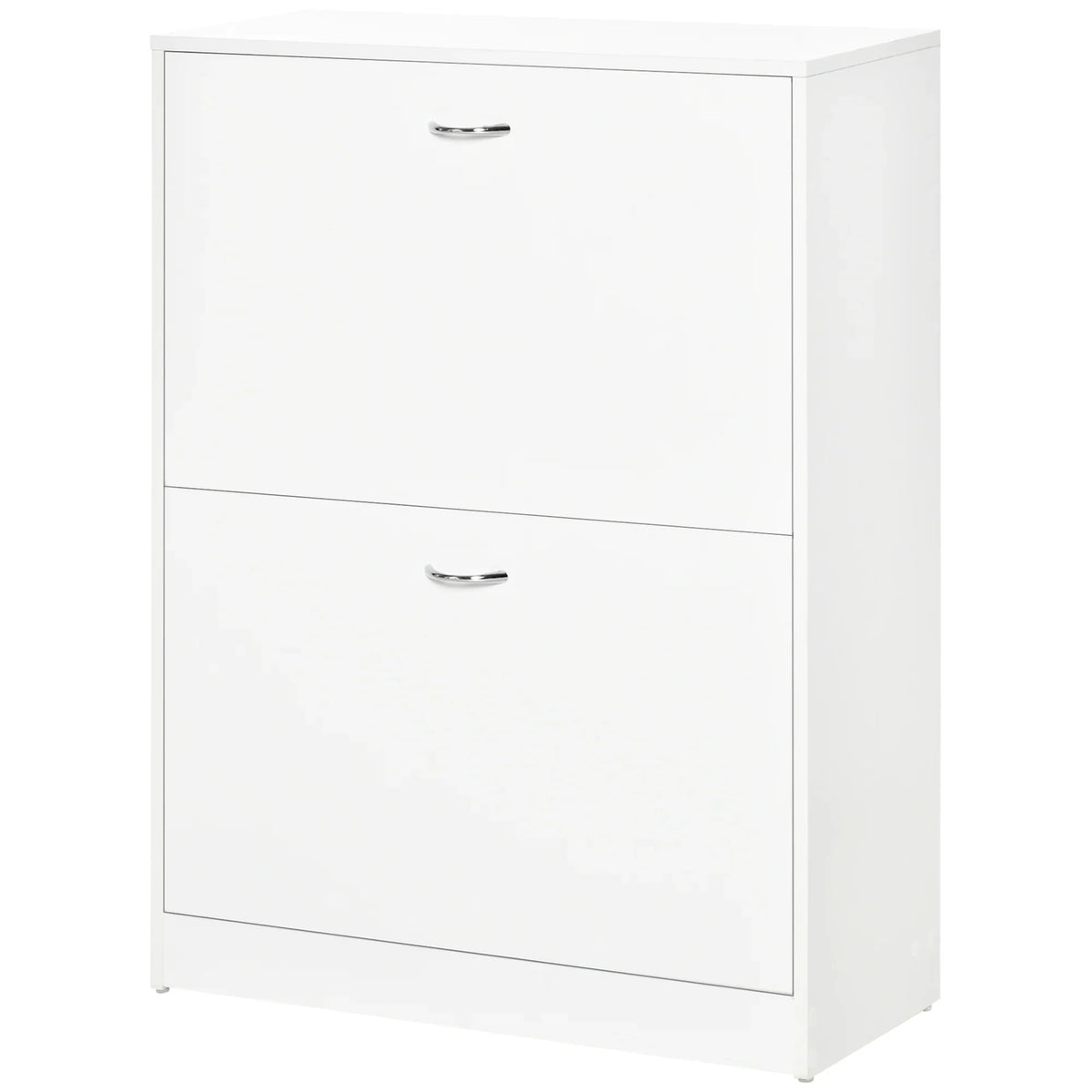 HOMCOM Moderner Schuhschrank für den Eingangsbereich - Schuhregal schmal mit 2 Schubladen und verstellbaren Regalen für Flur 60x24x80 cm Weiß