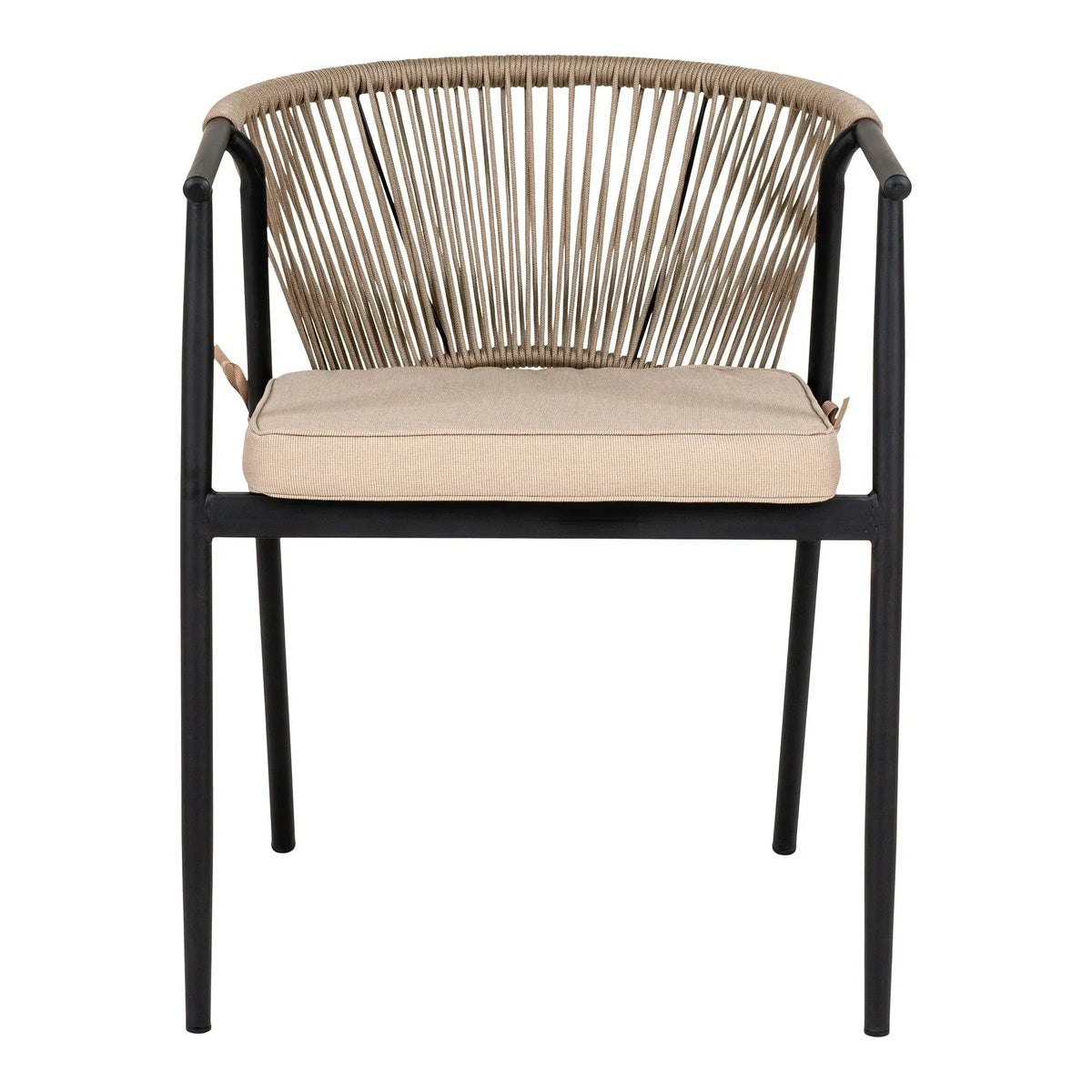 2er Set - Gartenstuhl Lazaro Schwarz/Beige