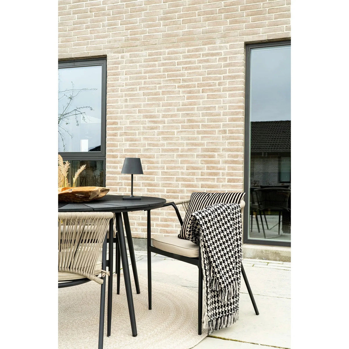 2er Set - Gartenstuhl Lazaro Schwarz/Beige