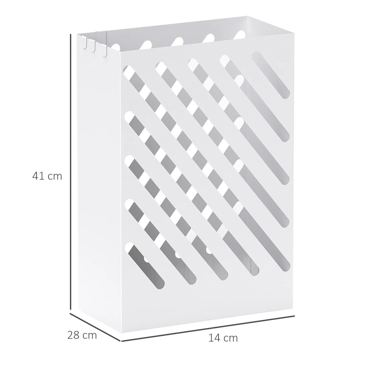 HOMCOM Regenschirmständer mit 4 Haken und herausnehmbarer Tropfschale - Regenschirmhalter für Gehstöcke & Regenschirme, Stahl 28 x 14 x 41 cm Weiß