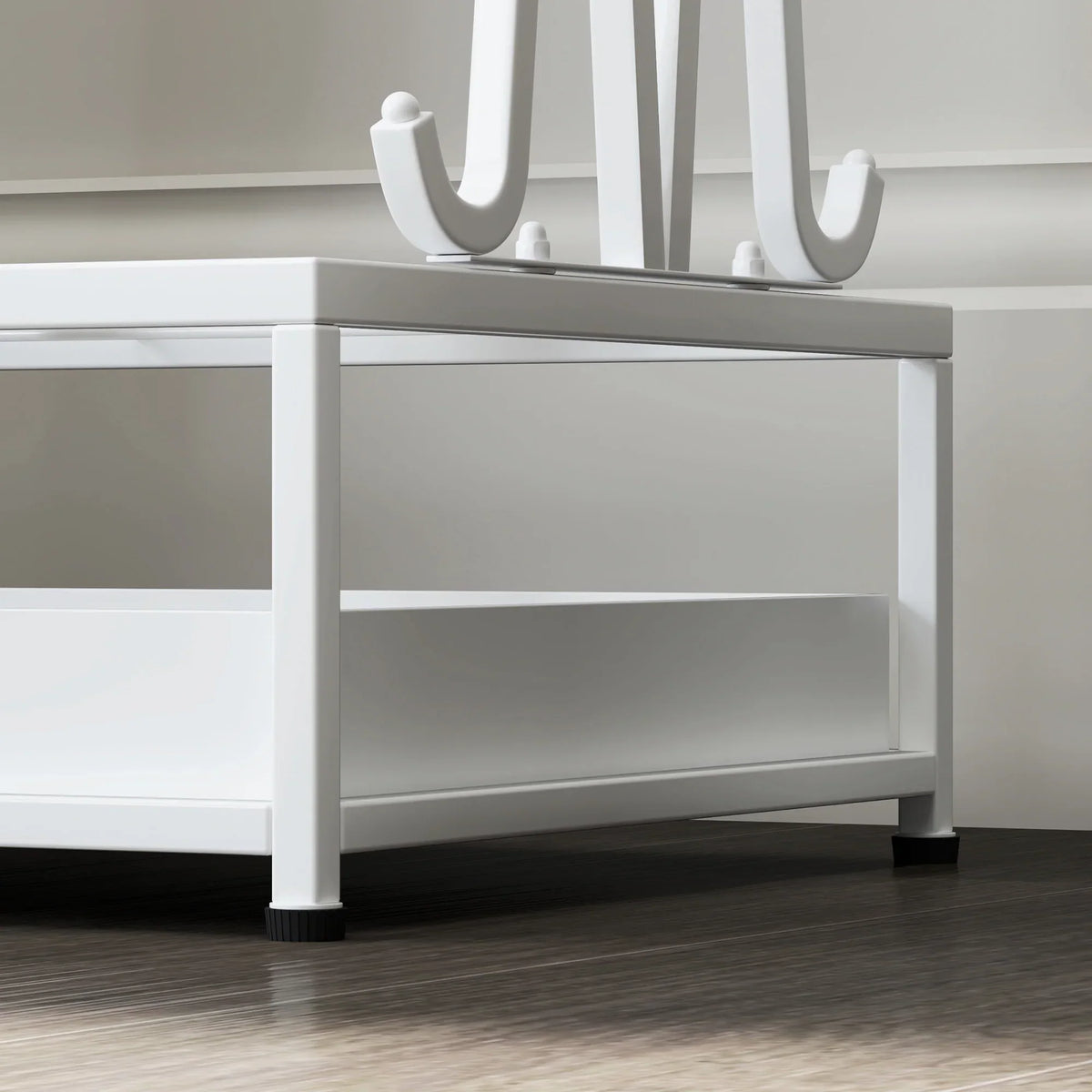 HOMCOM Moderner Rechteckiger Regenschirmständer aus Stahl mit 24 Haken, 21 Fächern und Abnehmbarem Tropfteller für Eingangsbereich und Büro 50x24x68 cm Weiß