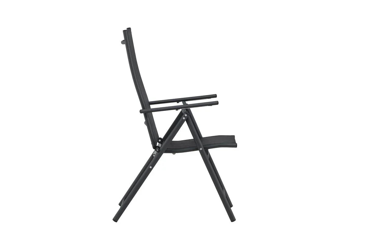 2er Set Gartenstuhl Miro - klappbarer Stuhl in Beige oder Schwarz aus Stahl und Textilene