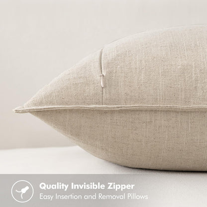 MIULEE Decorative Linen Euro Sham Pillow Covers 24x24 Natural Beige Boho Farmhouse Neutral Couch Throw Pillows for Bed Pack of 2 Accent Modern Pillowcase Sofa Livingroom Home Decor