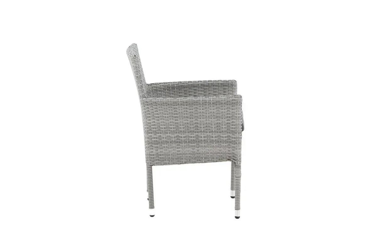 2er Set Gartenstuhl Isla - grauer Stuhl aus Aluminium und Rattan inklusive Sitzkissen