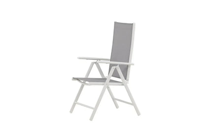 2er Set Gartenstuhl Awa - weißes Gestell aus Aluminium, Sitzfläche aus Textilene, verstellbare Rückenlehne