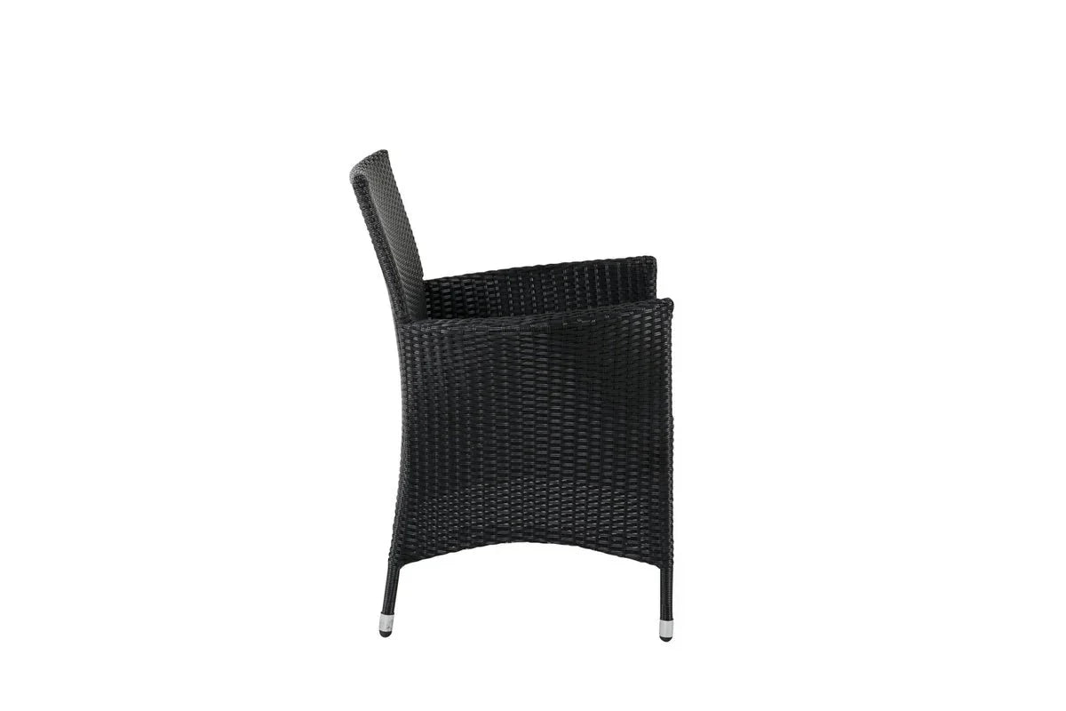 2er Set - Gartenstuhl Caro aus Rattan in Schwarz